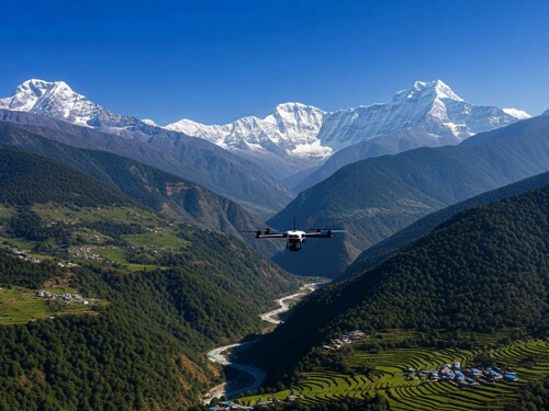 Drone Flying in Nepal AI Image