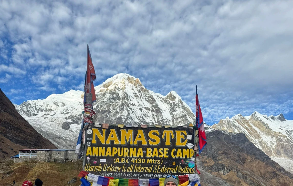 ABC trek Nepal welcome board