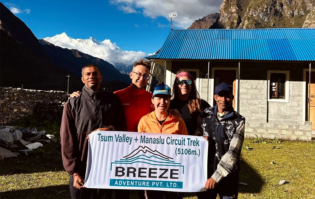 Team Breeze at Chumling village in Tsum Valley