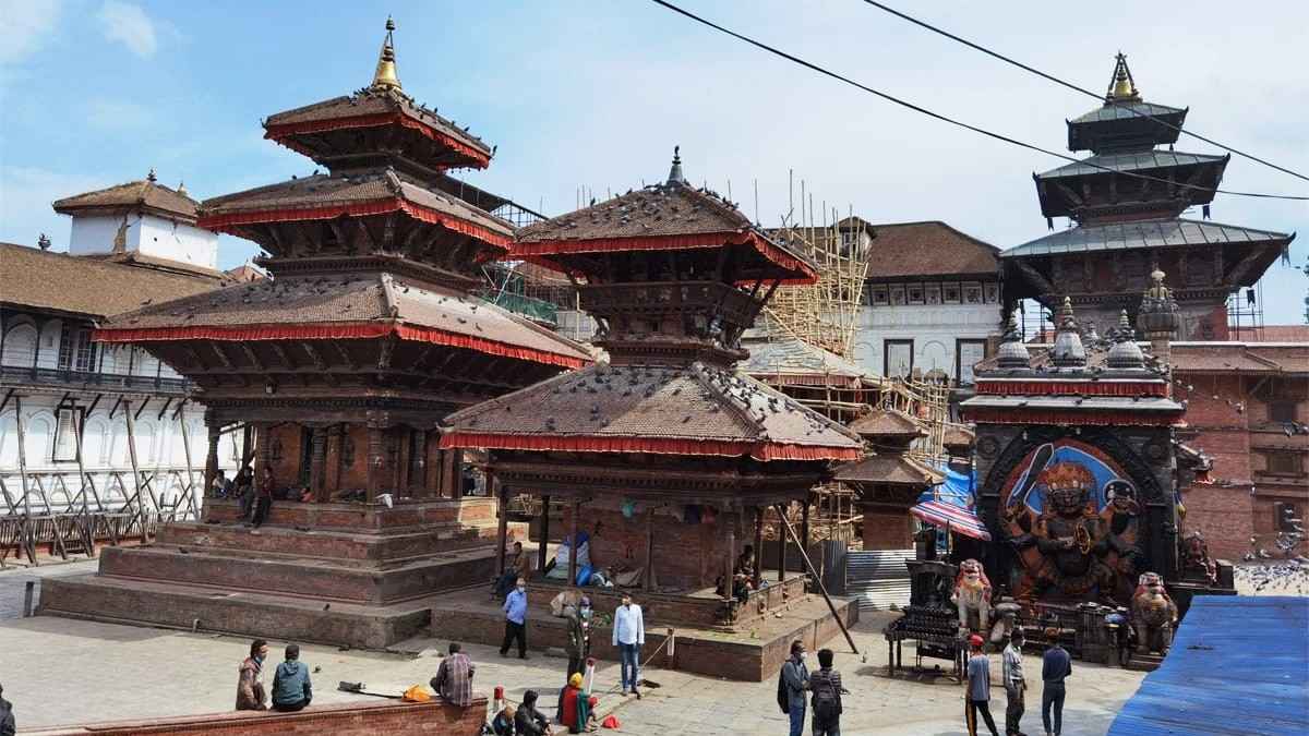 Kathmandu Durbar Square showcasing Kaal Bhairav Statue
