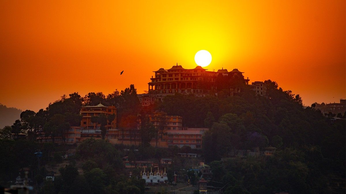 Breathtaking sunset view in Swyambhunath Kathmandu