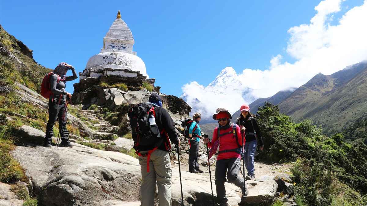 Trekkers in EBC trek Nepal