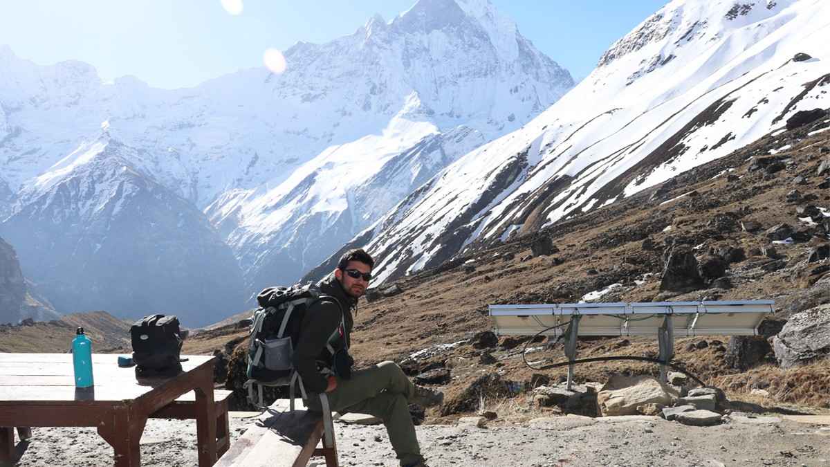 Snow clad mountain in Annapurna Base Camp