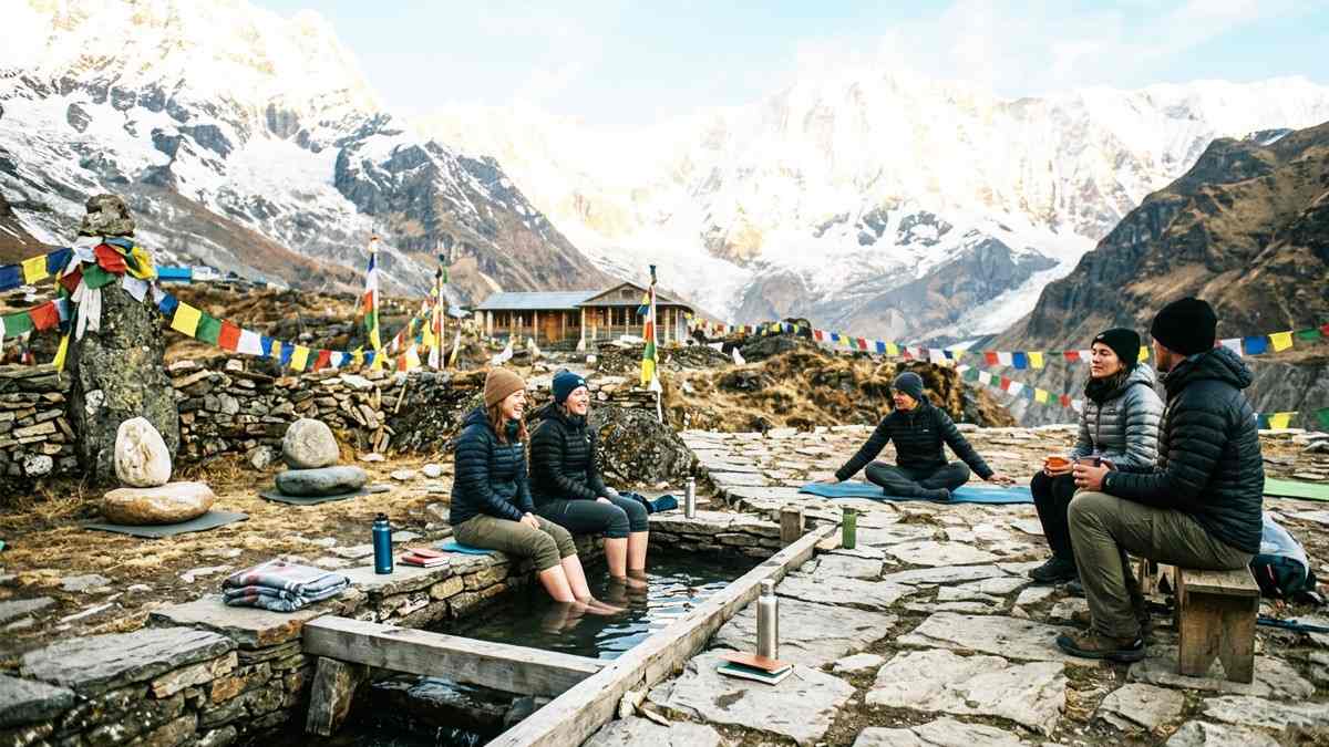 Relaxation and happiness in Annapurna Trip Nepal