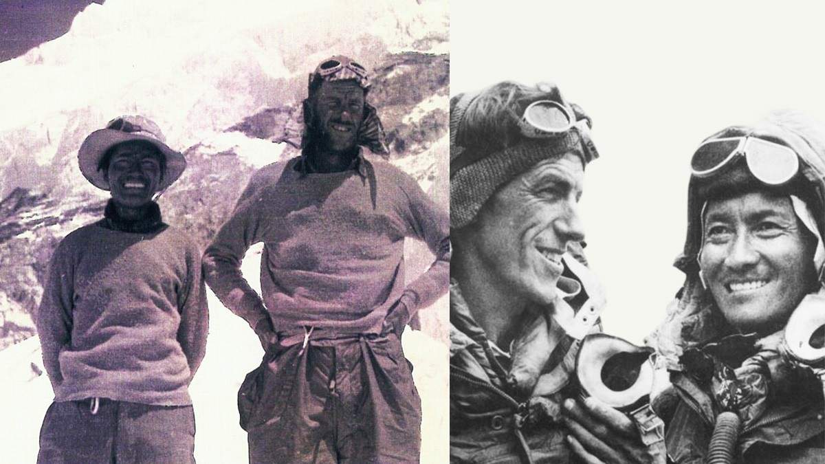 Edmund Hillary and Tenzing Norgay Sherpa during Mount Everest climb 1953