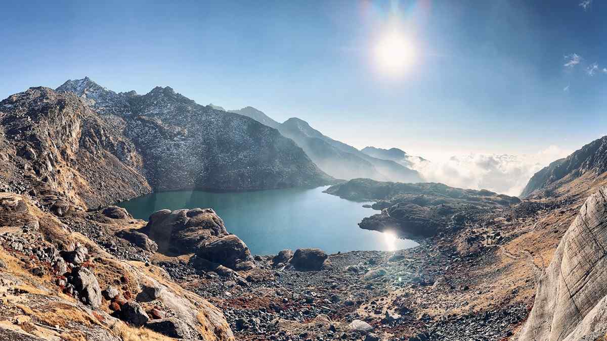 Gosaikunda Lake surrounded by Langtang and Ganesh Himal Ranges