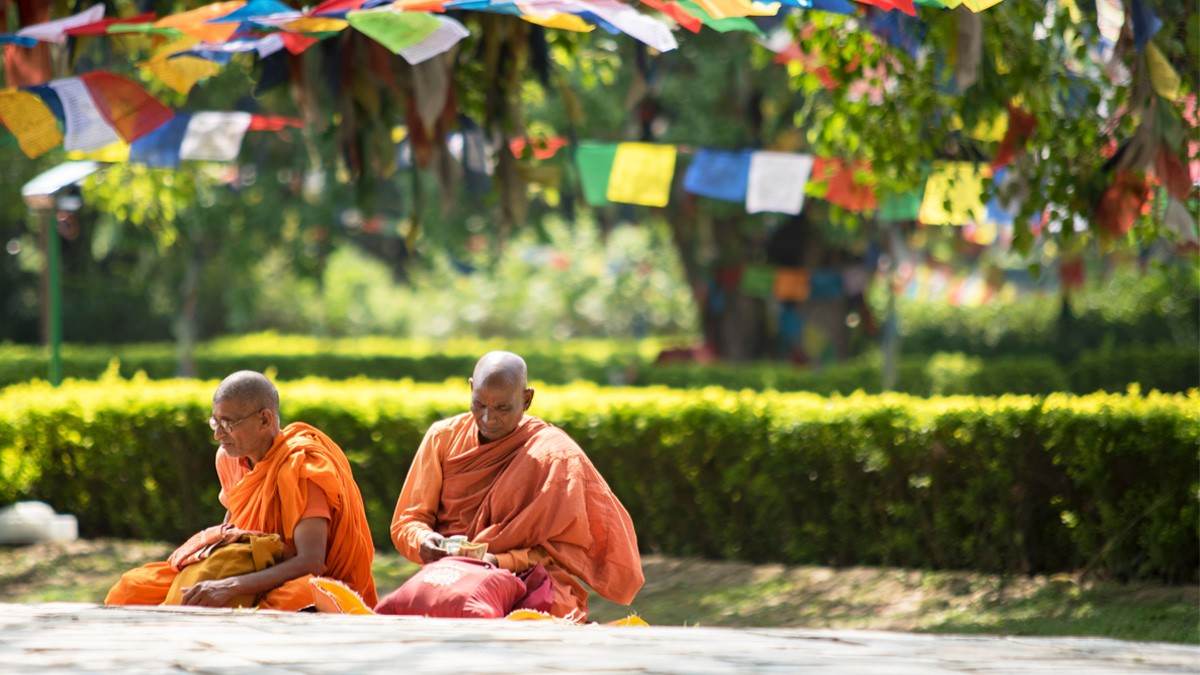 Monks in Lumbini dedicacted to chants and devotion