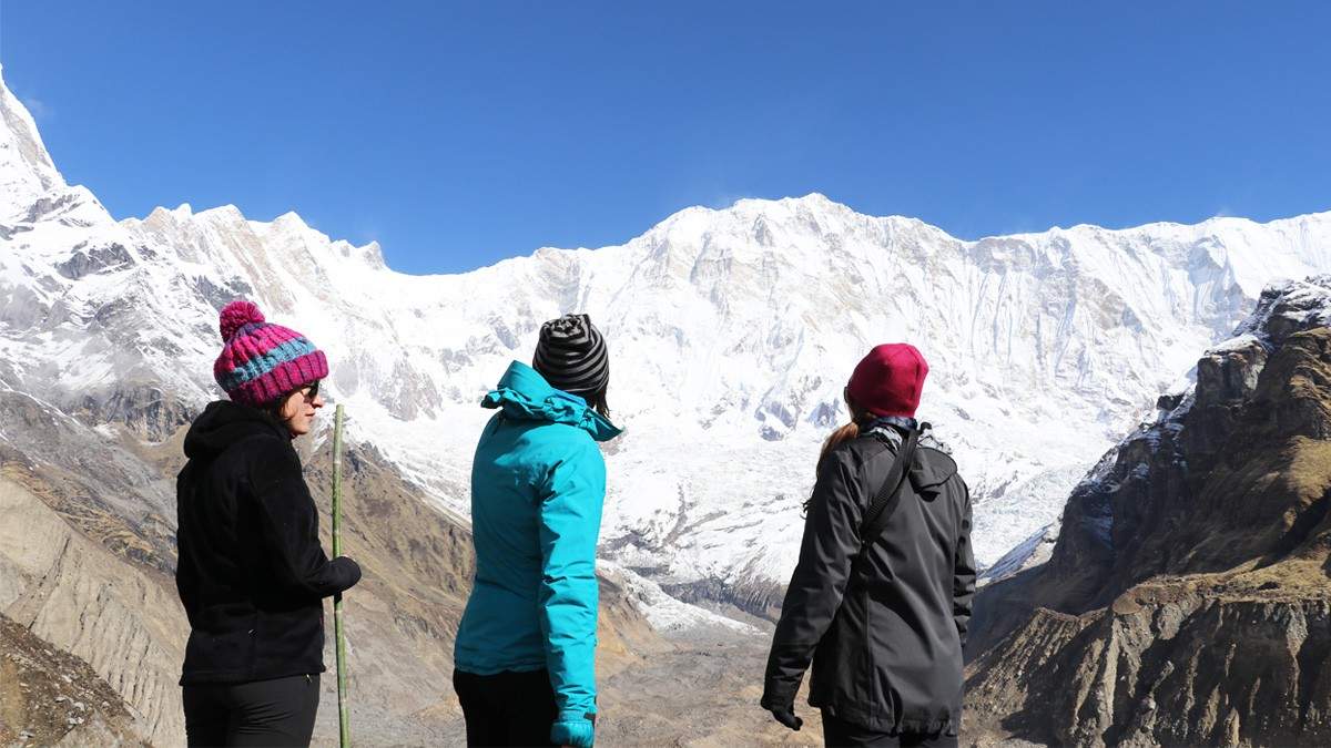 Trekkers in ABC trail