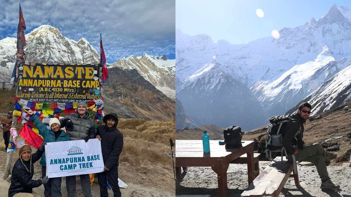 Breeze Adventure team with trekkers in Annapurna Base Camp