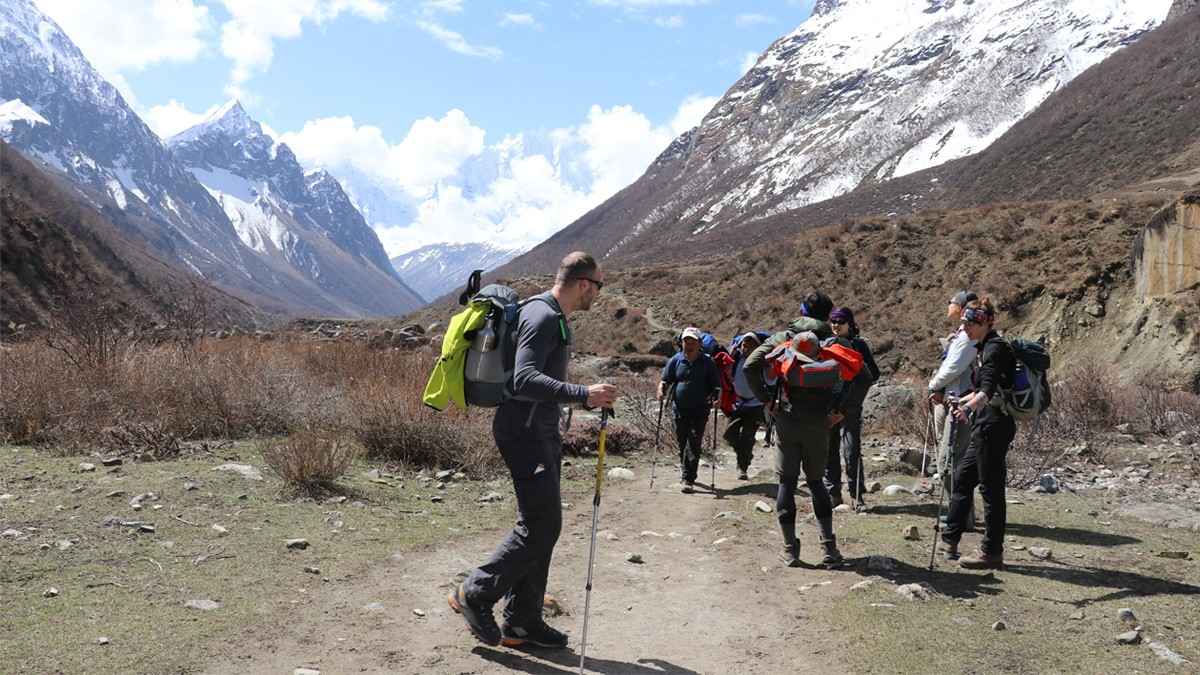 Foreign Trekkers in Samdo Village Manaslu Region