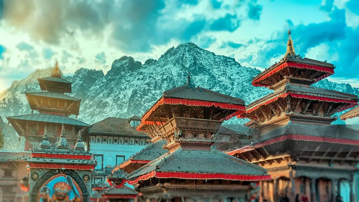 Tiered Newari pagoda temples of Kathmandu Durbar Square