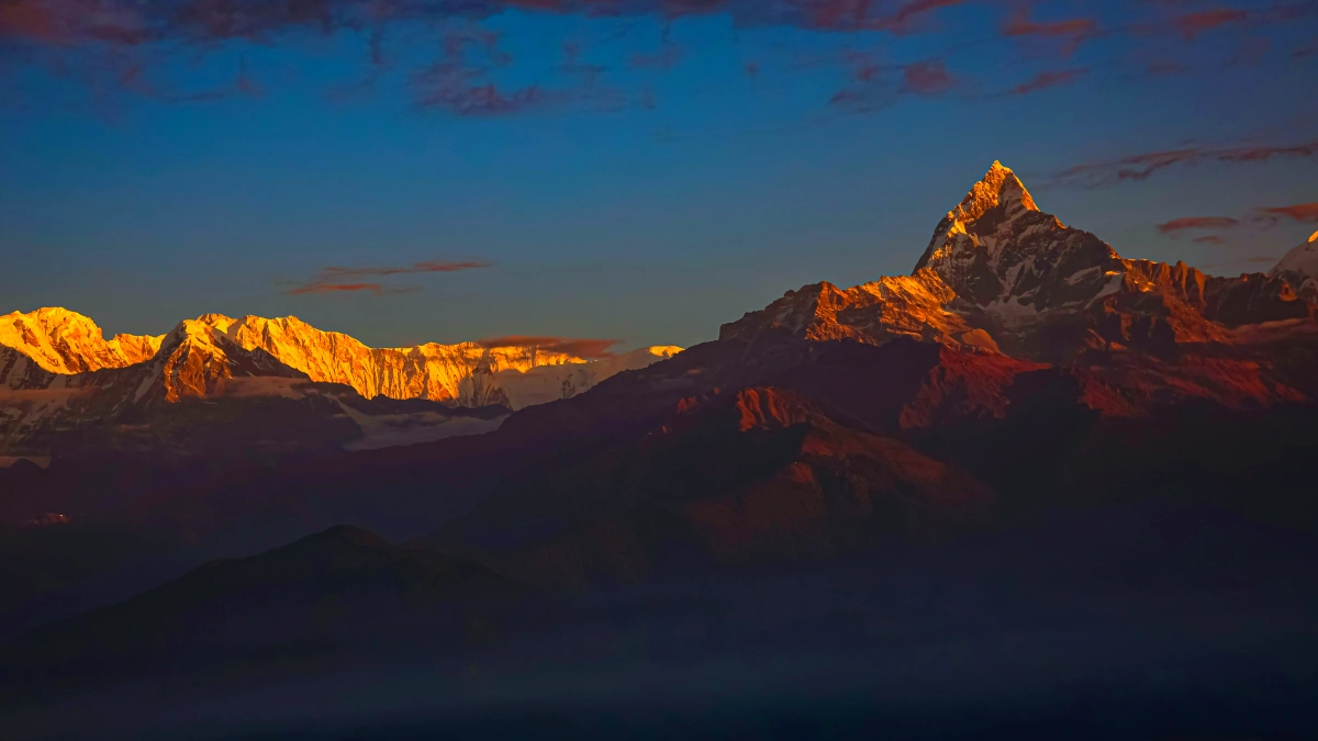 Sunrise view from Sarangkot viewpoint near Pokhara