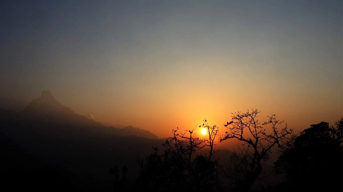 Beautiful sunrise view in Poon Hill trek Nepal