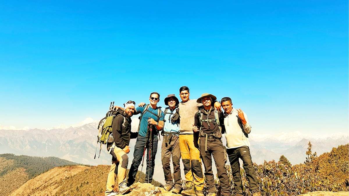 Trekkers chering the moment on Langtang Valley Trek
