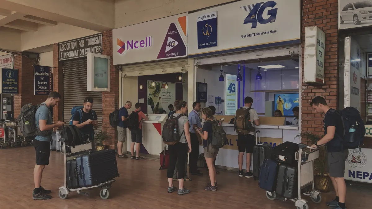 NTC and Ncell counter at Tribhuvan International Airport (TIA)