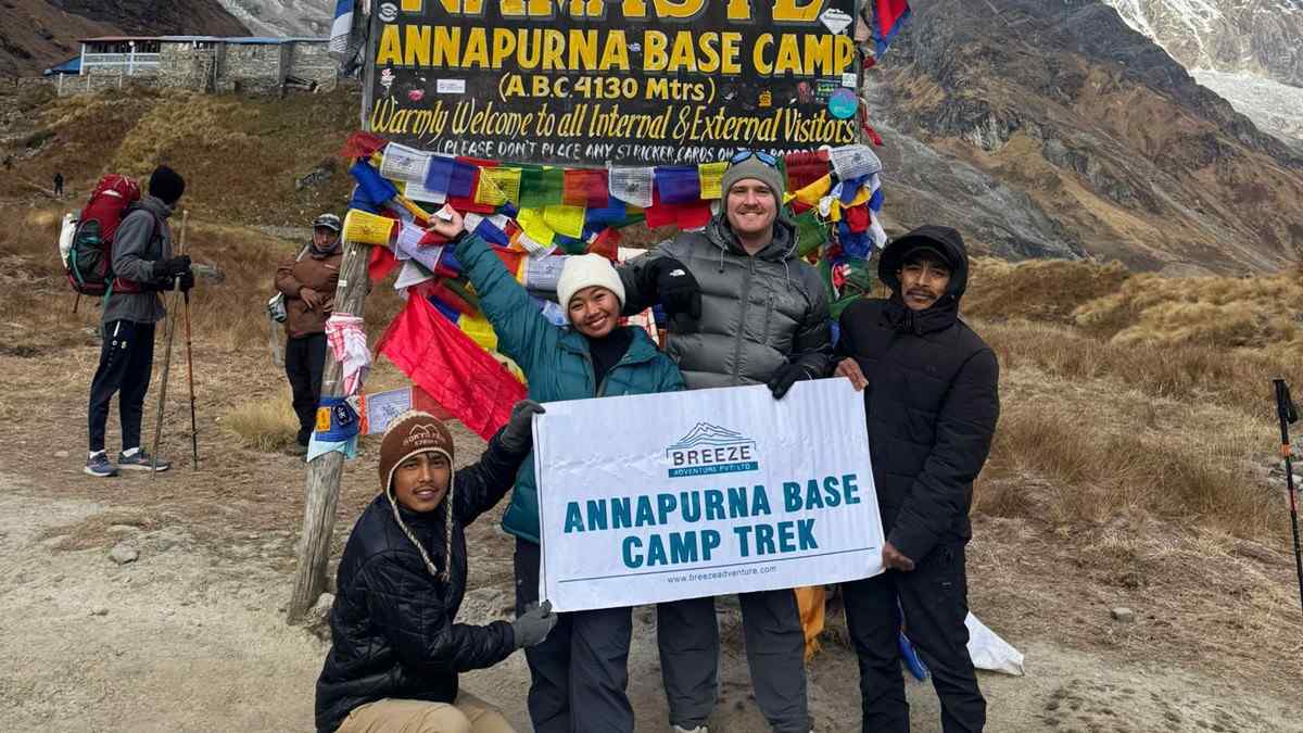 Breeze Adventure holding company banner in Annapurna Base Camp