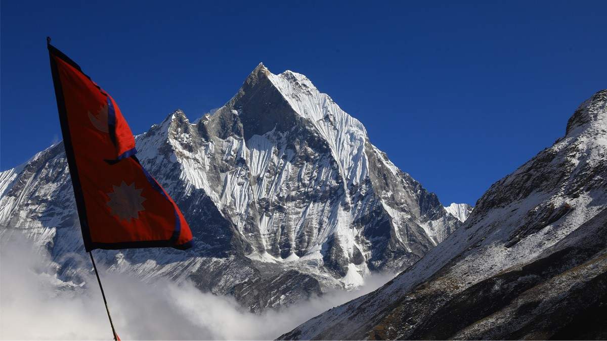 Snow clad mountain in Annapurna Base Camp