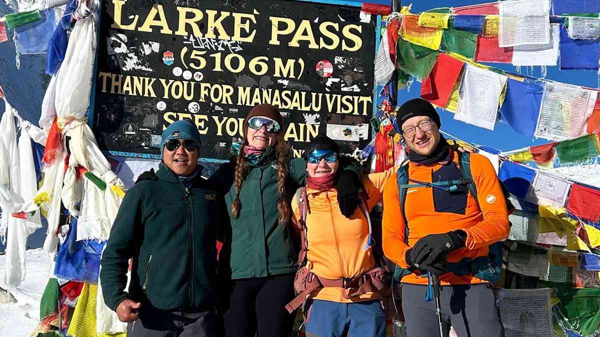 Happy trekkers in Manaslu Circuit Area Nepal