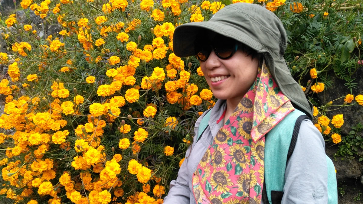 A happy trekker in Kanchenjunga Circuit trek in Spring season 