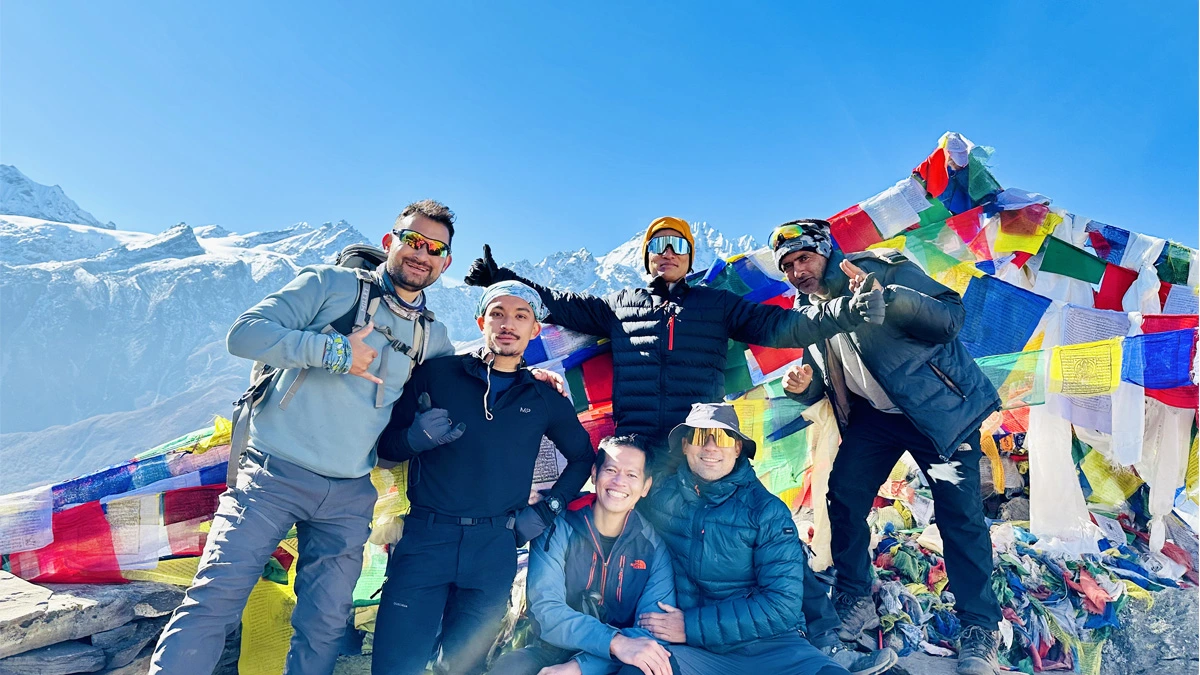 Breeze Adventure team at Kyanjin Gompa located at 3870 meters in Langtang Region