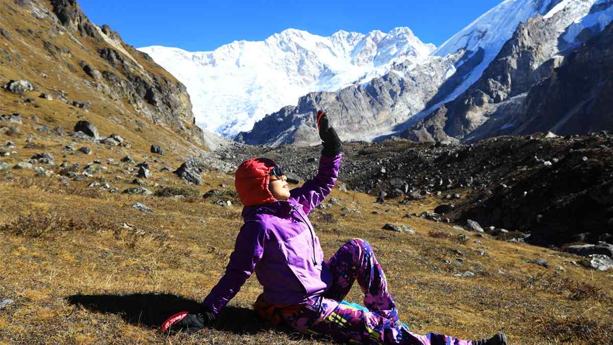 Happy and satisfied trekker in Kanchenjunga Region