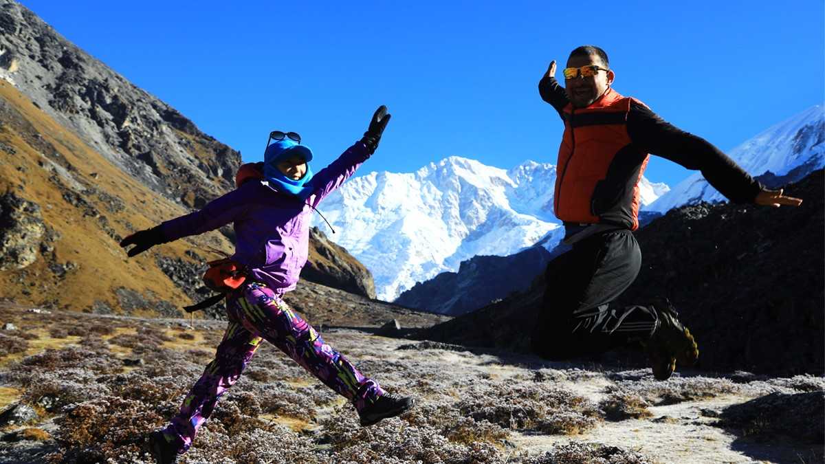 Fun moment with trekker