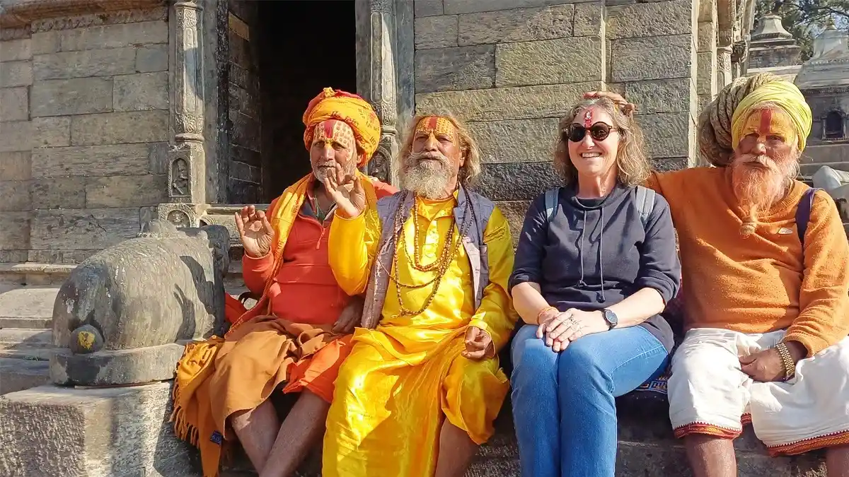 Foreigner seeking blessing of Holy Baba