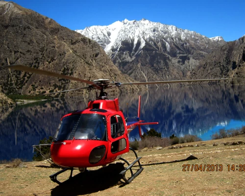 Helicopter At Phoksundo Lake