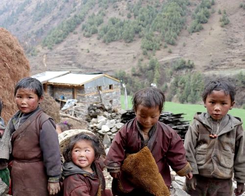 Kids In Manaslu Trekking Route