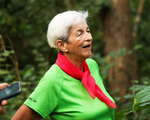 Oldage Lady Enjoying Jungle Safari Nepal