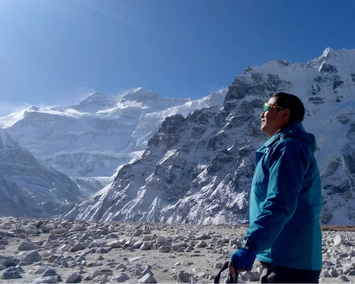 Trekker At Kanchenjunga North Base Camp