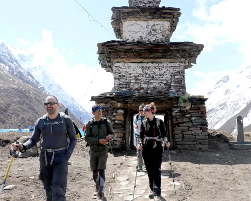 Trekkers On Manaslu Circuit Trek